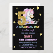 5. Floral Einhorn Geburtstag Einladungen (Vorne/Hinten)