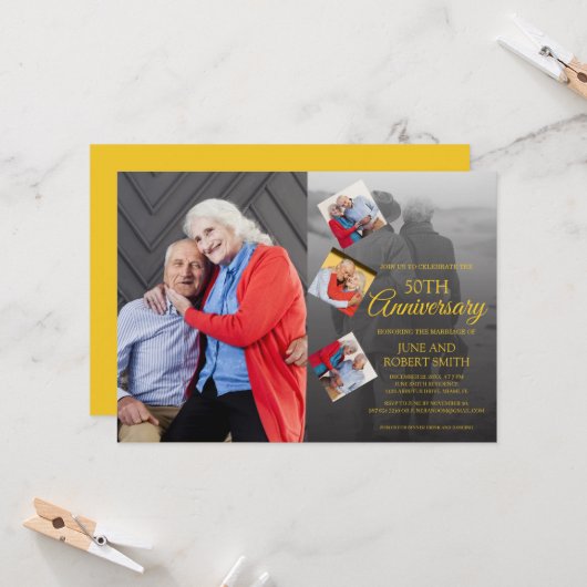 5 Foto 50. goldenes Hochzeitstag Einladung (Vorderseite/Rückseite Beispiel)