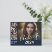 5 Foto Abschluss Collage Ankündigung Postkarte (Stehend Vorderseite)