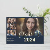 5 Foto Abschluss Collage Flat Announccard Ankündigung (Stehend Vorderseite)