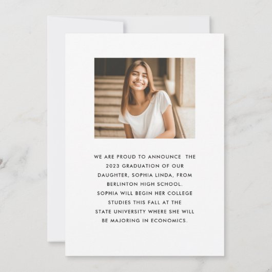 5 Foto Abschluss Collage Modernes, elegantes Skrip Ankündigung (Rückseite)