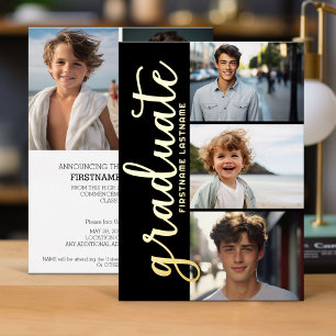 5 Foto-Abschlussfeier Moderne Schrift Goldfolie I Folieneinladung