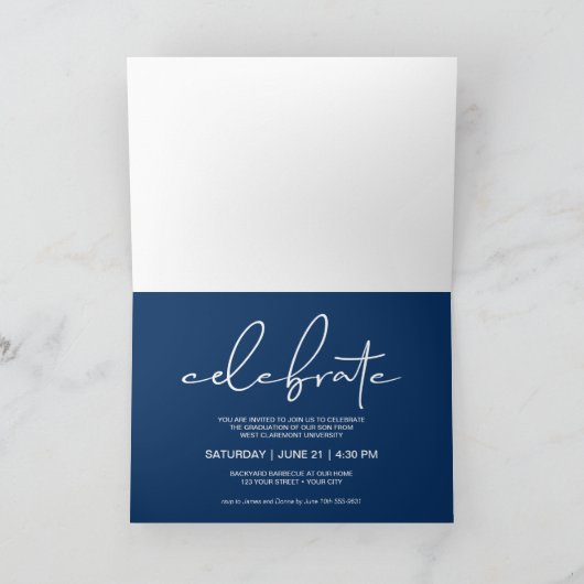 5 Foto Blue Abschluss Einladung (Innenseite)