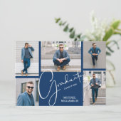 5 Foto Blue Graduation Ankündigungen (Stehend Vorderseite)