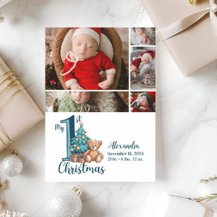 5 Foto Blue Teddy Baby 1. Weihnachten
