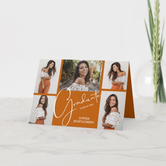 5 Foto Burnt Orange Abschluss Ankündigung (Vorderseite)