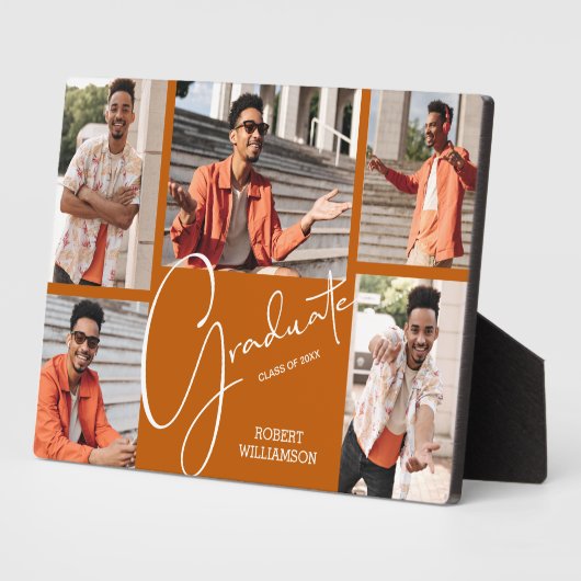 5 Foto Burnt Orange Abschluss Keepake Fotoplatte (Seite)