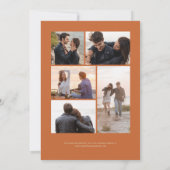 5-Foto Burnt Orange Gold Agate Tan Wedding Einladung (Rückseite)