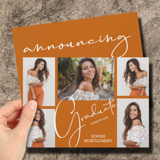 5 Foto Burnt Orange Graduation Ankündigungen