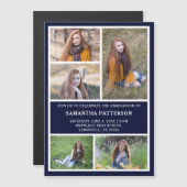 5 Foto Collage Abschluss Einladen Magnetkarte (Vorne/Hinten)