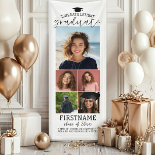 5 Foto Collage Abschluss Moderner Minimaler Weißer Banner