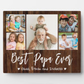 5 Foto Collage Best Papa Ever Grandkids Wood Fotoplatte (Vorderseite)