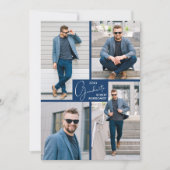 5 Foto Collage Blue Graduation Party Einladung (Vorderseite)