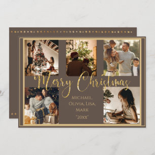 5 Foto Collage Frohe Weihnachten Gold Feiertag