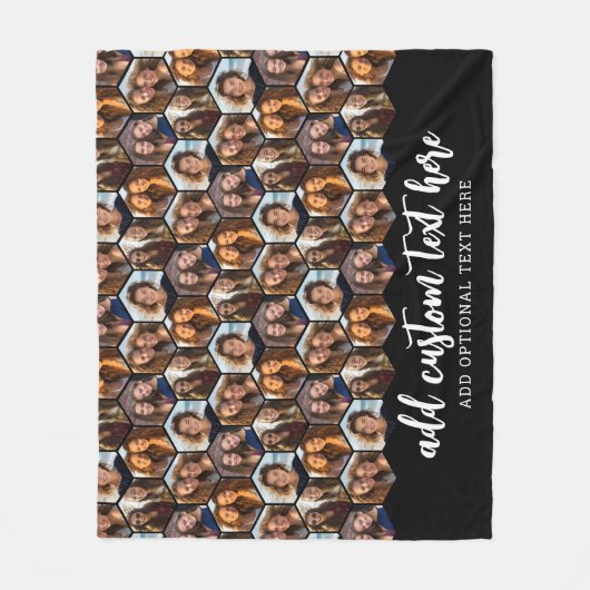 5 Foto Collage Funky Hexagon Muster - schwarz Fleecedecke (Vorderseite)