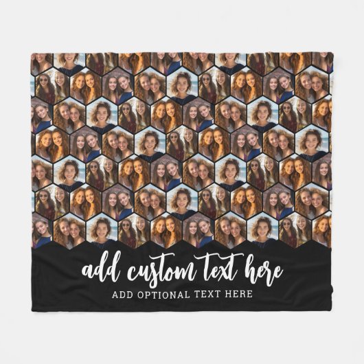 5 Foto Collage Funky Hexagon Muster - schwarz Fleecedecke (Vorderseite (Horizontal))