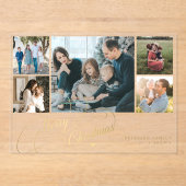 5 Foto Collage gold Merry Weihnachtskarte Acryleinladungen (Vorderseite)