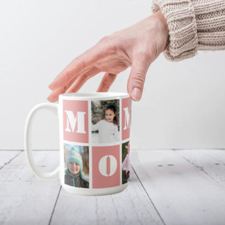 5 Foto Collage Herz Blush Pink Muttertag Kaffeetasse