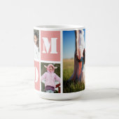 5 Foto Collage Herz Blush Pink Muttertag Kaffeetasse (Mittel)