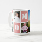 5 Foto Collage Herz Blush Pink Muttertag Kaffeetasse (Vorderseite Links)