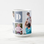 5 Foto Collage Herz Dusty Blue Vatertag Kaffeetasse (Mittel)