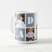 5 Foto Collage Herz Dusty Blue Vatertag Kaffeetasse (Vorderseite Links)