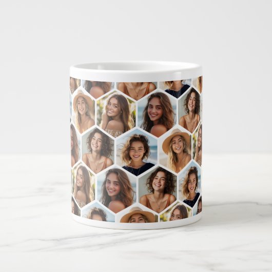 5 Foto Collage Honeycomb Muster sein Patient Jumbo-Tasse (Vorderseite)
