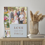 5 Foto Collage Liebe Glück Familie Blauer Gewürz Künstlicher Leinwanddruck<br><div class="desc">Personalisierte Foto Leinwand mit 5 eigenen Fotos. Das Design ist in einer Farbpalette von sanftem Blau mit warmen Gewürzen und Pilzbeige mit trendigem Schreibstil und eigenartiger Typografie gehalten. Ihre Fotos werden als großes Landschaftsbild dargestellt, überlagert mit einem Foto mit 4 Porträtbildern. Die drei aussagekräftigen Wörter lesen .. Liebe glückliche Familie....</div>