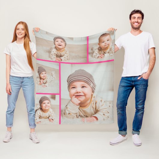5 Foto-Collage Maßgeschneidert Personalisiert Fleecedecke (Beispiel)