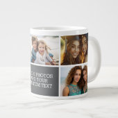 5-Foto-Collage mit Text - Minimal Grau Weiß Jumbo-Tasse (Vorderseite Rechts)