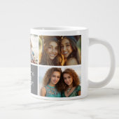 5-Foto-Collage mit Text - Minimal Grau Weiß Jumbo-Tasse (Rechts)