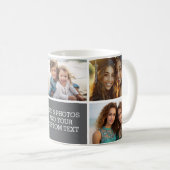 5-Foto-Collage mit Text - Minimal Grau Weiß Kaffeetasse (VorderseiteRechts)