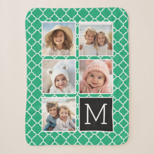 5-Foto-Collage-Monogramm - Smaragdgrün und Schwarz Sherpadecke
