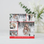 5 Foto Collage Newlyweds Frohe Weihnachten Karte (Stehend Vorderseite)