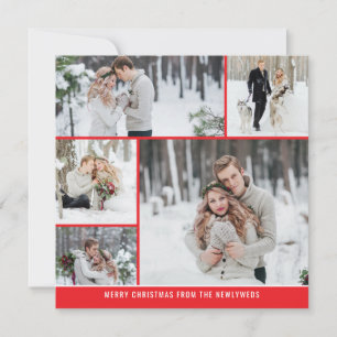 5 Foto Collage Newlyweds Frohe Weihnachten Karte