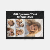 5-Foto-Collage Optional Text - kann schwarze bearb Fleecedecke (Vorderseite (Horizontal))