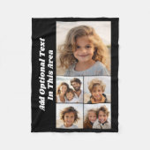 5-Foto-Collage Optional Text - kann schwarze bearb Fleecedecke (Vorderseite)
