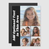 5-Foto-Collage Optional Text - Schwarz - Magnet (Vorne/Hinten)