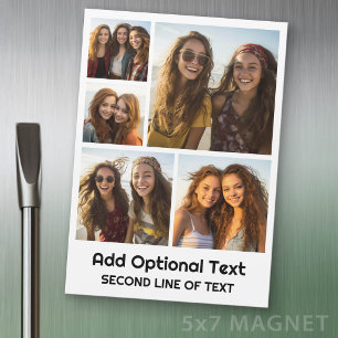 5-Foto-Collage Optionale Text -- Kühlschrankmagnet Magnetkarte