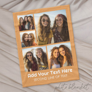 5-Foto-Collage Optionaler Text - Minimal Modern Fleecedecke