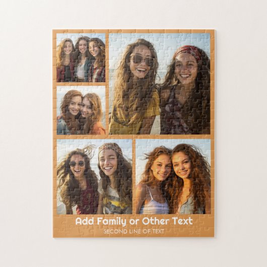 5-Foto-Collage Optionaler Text - Minimal Modern Puzzle (Vertikal)