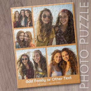 5-Foto-Collage Optionaler Text - Minimal Modern Puzzle