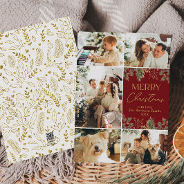 5 Foto Collage Red Frohe Weihnachtskarten Feiertagskarte