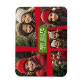 5 Foto Collage Retro Happy Holidays Red Green Magnet (Vertikal)