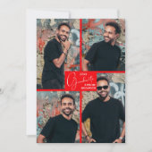 5 Foto-Collage Rote Abschlussfeier Einladung (Vorderseite)