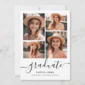 5 Foto Collage Script Moderne Eleganter Abschluss Einladung (Vorderseite)