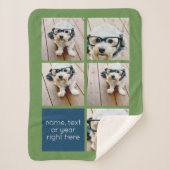 5 Foto Collage und Textfarbblock - blau grün Sherpadecke (Vorderseite)