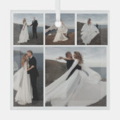 5 Foto Collage Unser erstes Weihnachtspaar Ornament Aus Glas (Vorderseite)