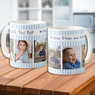 5 Foto-Collage Wir lieben dich Opa Hellblau Kaffeetasse