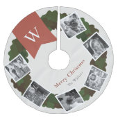5 Foto Collage Wreath Monogram Burgundy Polyester Weihnachtsbaumdecke (Vorderseite)
